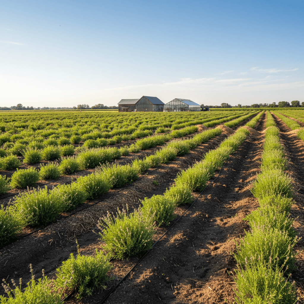 Agricultural field with thriving plantings
