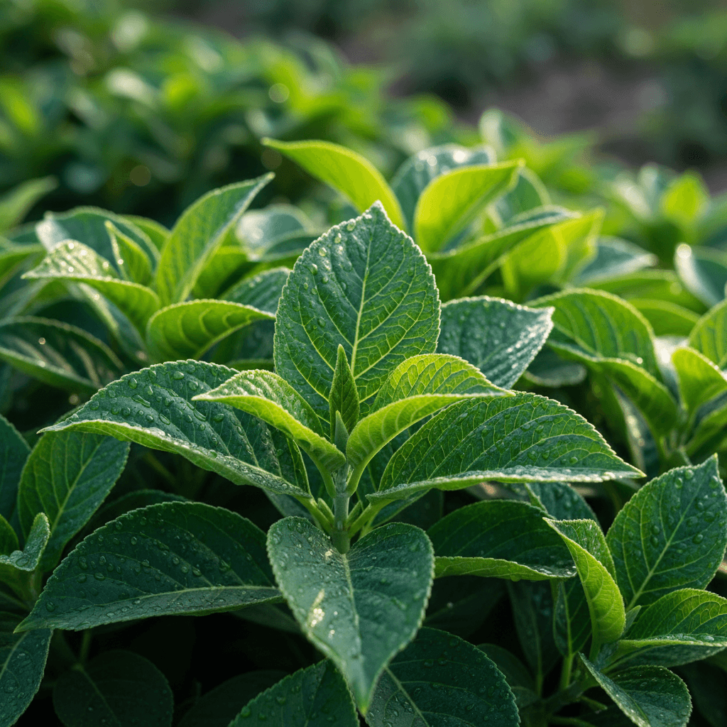 Close-up detail of healthy vibrant plant foliage