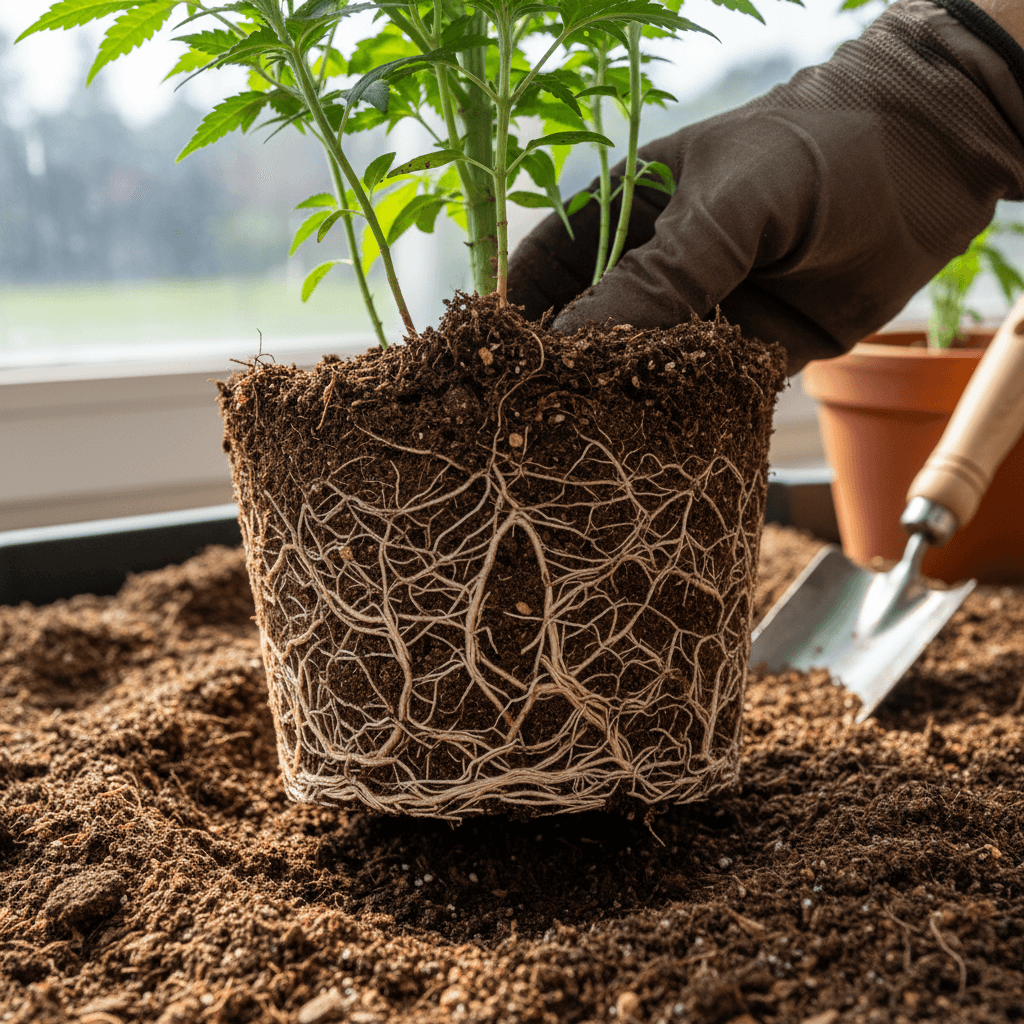 Healthy plant roots and soil quality