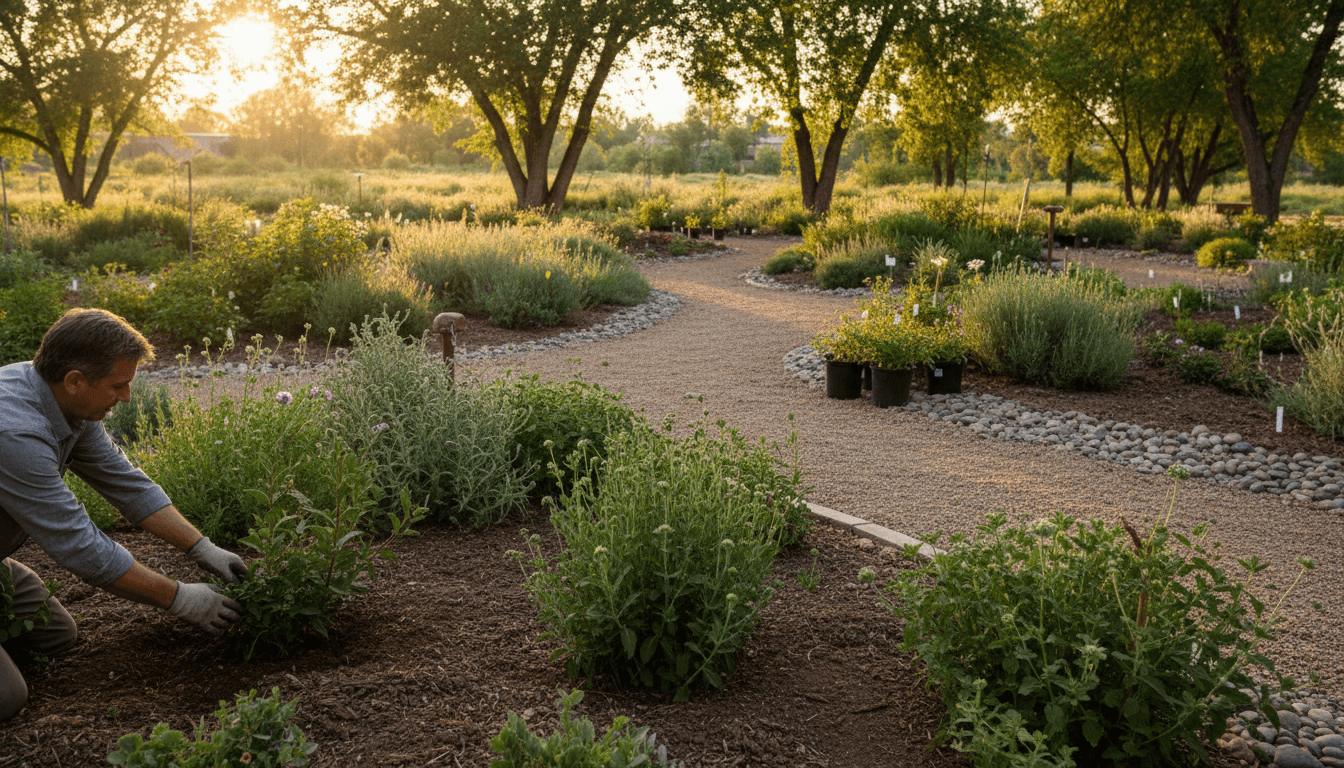 Lush green plants thriving in a well-maintained garden setting with natural morning light