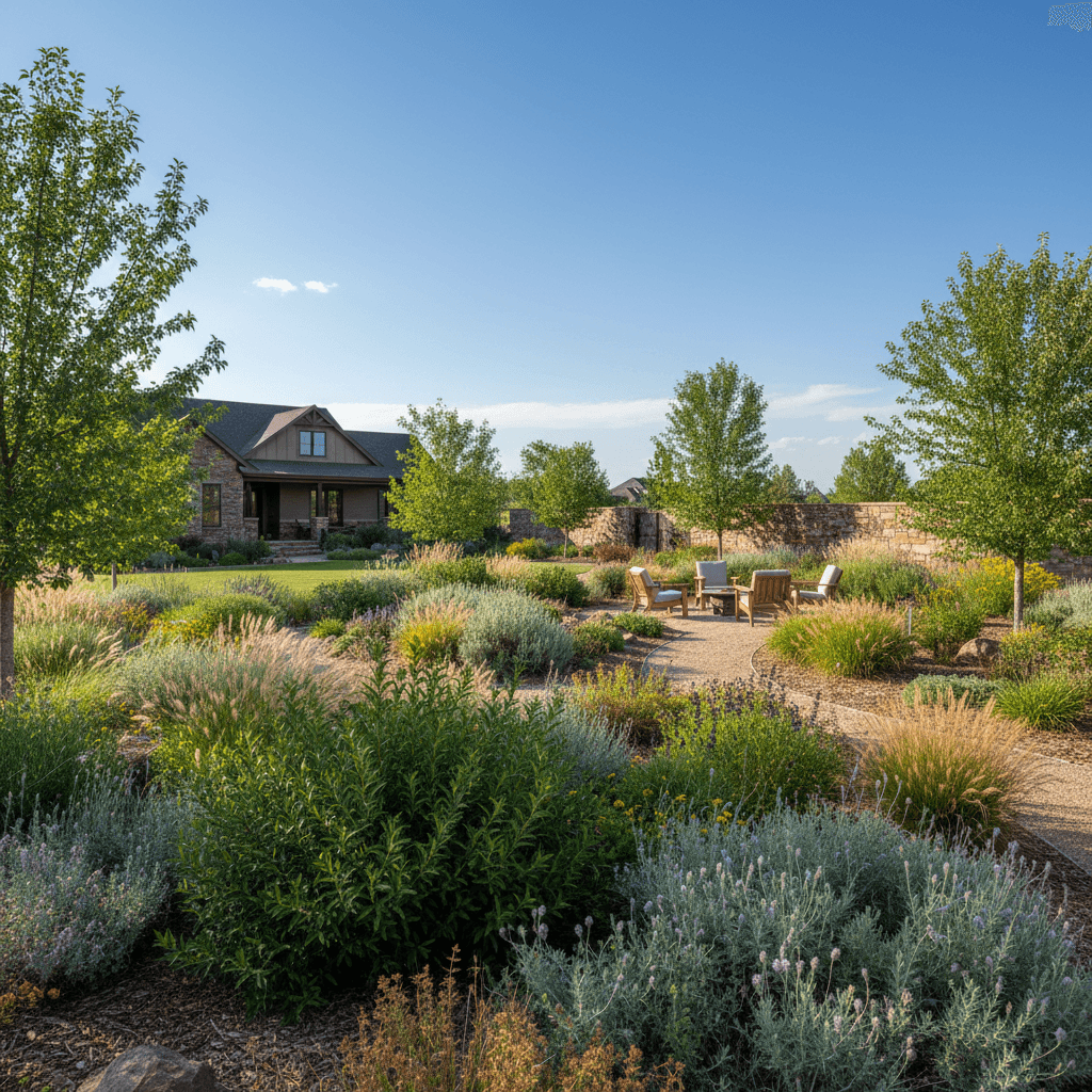 Established landscape with thriving mature plantings