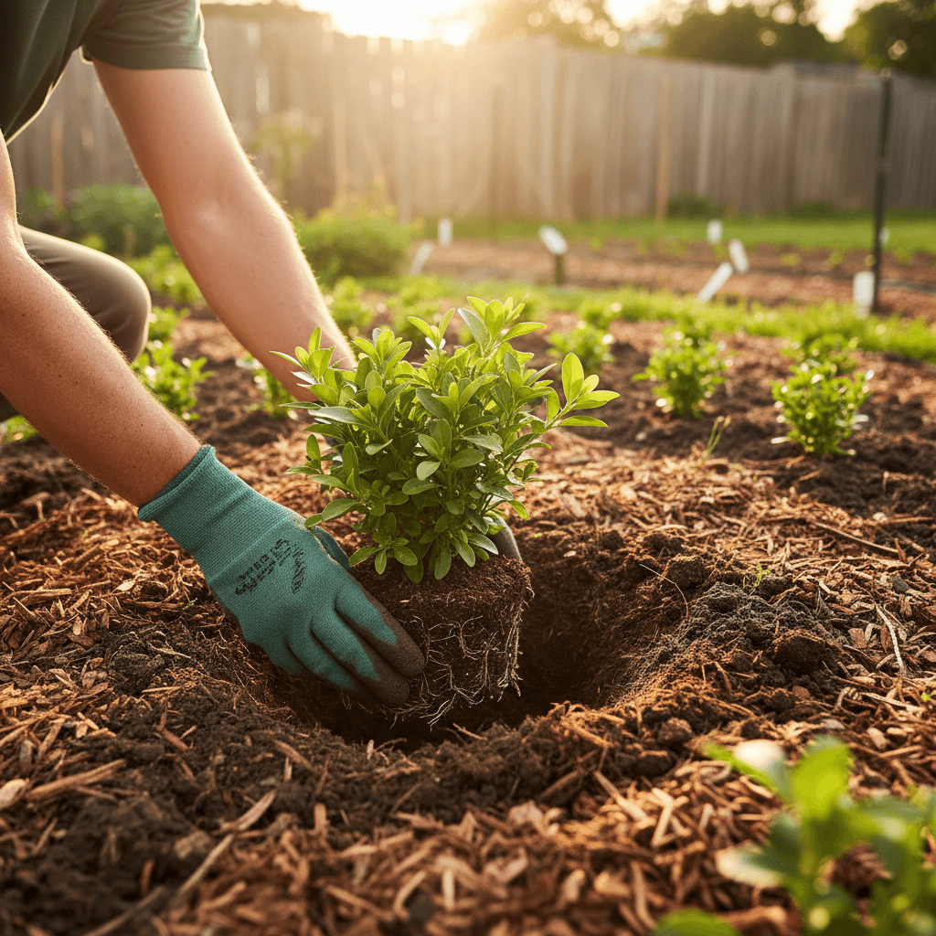 Expert planting technique at work